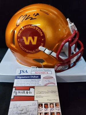 WASHINGTON COMMANDERS COLE KELLEY AUTOGRAPHED SIGNED FLASH MINI HELMET JSA COA - Image 1 of 3