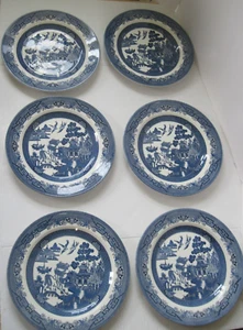Juego de 6 platos de cena de sauce azul de Churchill, hechos en Inglaterra - Imagen 1 de 14