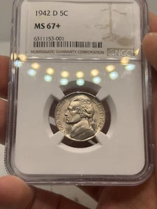 1942-D 5c PCGS MS 67+ Plus ~  HIGH-GRADE JEFFERSON NICKEL! CONDITIONAL RARITY*** - Picture 1 of 9