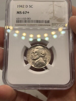 1942-D 5c PCGS MS 67+ Plus ~  HIGH-GRADE JEFFERSON NICKEL! CONDITIONAL RARITY*** - Image 1 of 4