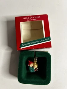 1989 LOAD OF CHEER: Elf Swinging on a Ball Ornament: Hallmark Miniature Ornament - Picture 1 of 6