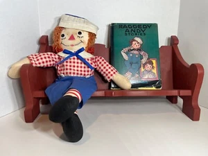 Georgene Raggedy Andy Doll 18 “ Vintage Rare Hat Included Plus Bonus Book - Picture 1 of 9