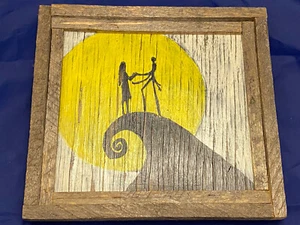Handmade And Painted Wood Nightmare Before Christmas 10”x11” Wall Hanging  - Picture 1 of 8