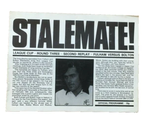 BOLTON WANDERERS V FULHAM - LEAGUE CUP RD3, 2ND REPLAY - 18/10/1976 - Picture 1 of 2