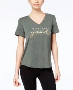 Alfani Graphic Pajama T-Shirt Calm Green Sage Heather M - Picture 1 of 2