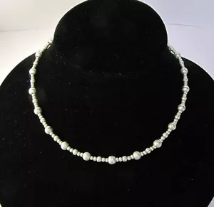 HAN Italy Beaded Necklace Vintage 16" Sterling Silver Metal Beads Strand - Picture 1 of 3
