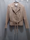 Lilli Ann Int Women Jacket Union Tag Pea Coat Made In USA Suede Tan MEASUREMENT 