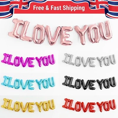 16" I LOVE YOU Foil Balloons Valentine Day Wedding Party Event - Image 1 of 3