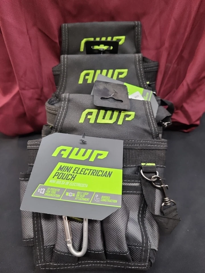 AWP Mini Electrician Nylon Tool Pouch 13 Pockets-belt Loop or Clip 317234
