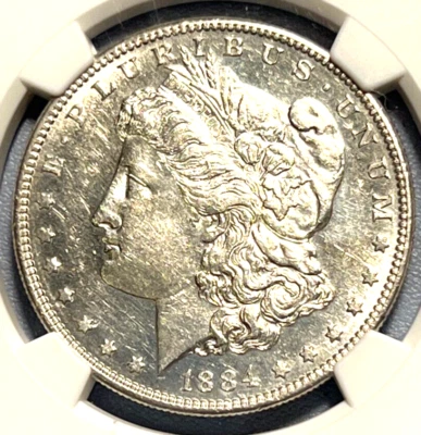 Dólar de plata Morgan 1884 S de Estados Unidos $1 - NGC AU 55 - Hermoso espécimen - Muy raro Foto 1 de 4
