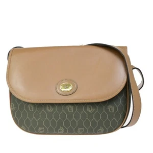 CHRISTIAN DIOR Logos Honeycomb Shoulder Bag PVC Leather Brown Gold 36FB184 - Imagen 1 de 17