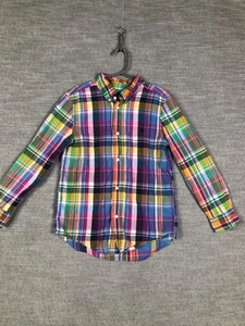Ralph Lauren Shirt Boys 7 Blue Green Plaid Long Sleeve Small Pony Logo Outdoor - Picture 1 of 8