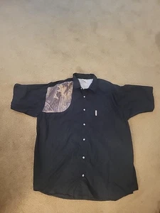 Men's Columbia XL Hunting Shooting Short Sleeve Shirt Black Camo PHG - Picture 1 of 7