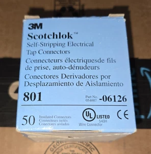 Self Stripping Auto Tap Connectors 3M Scotchlok 801 Box of 50 FREE SHIPPING - Picture 1 of 2