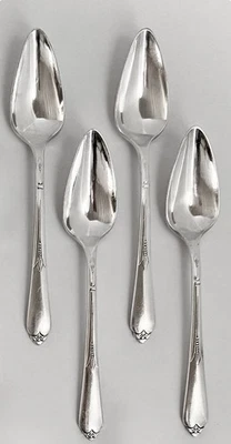 4 ART DECO Silverplate INSPIRATION Fruit Spoons c1933 Rogers/IS-5 LOTS AVAILABLE - Image 1 of 4