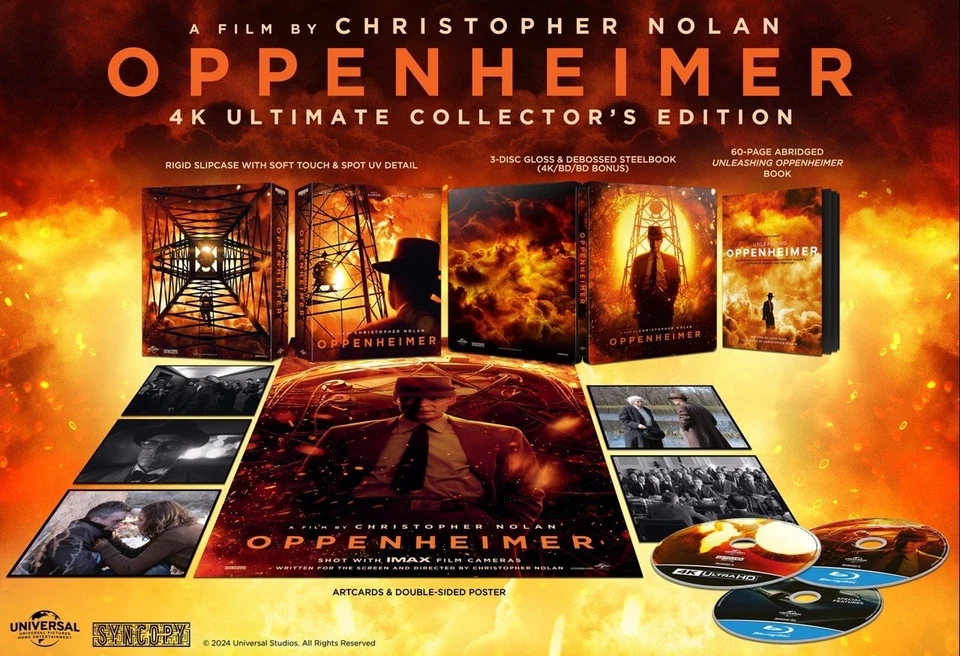 Oppenheimer Ultimate Collector's Edition Steelbook [3 Disc] 4K UHD/Blu Ray NEW - Image 1 of 1