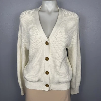 Cárdigan Tommy Bahama Cabana Solsticio Para Mujer’s M Marfil Cuello en V Tejido Acanalado *LEER Foto 1 de 4