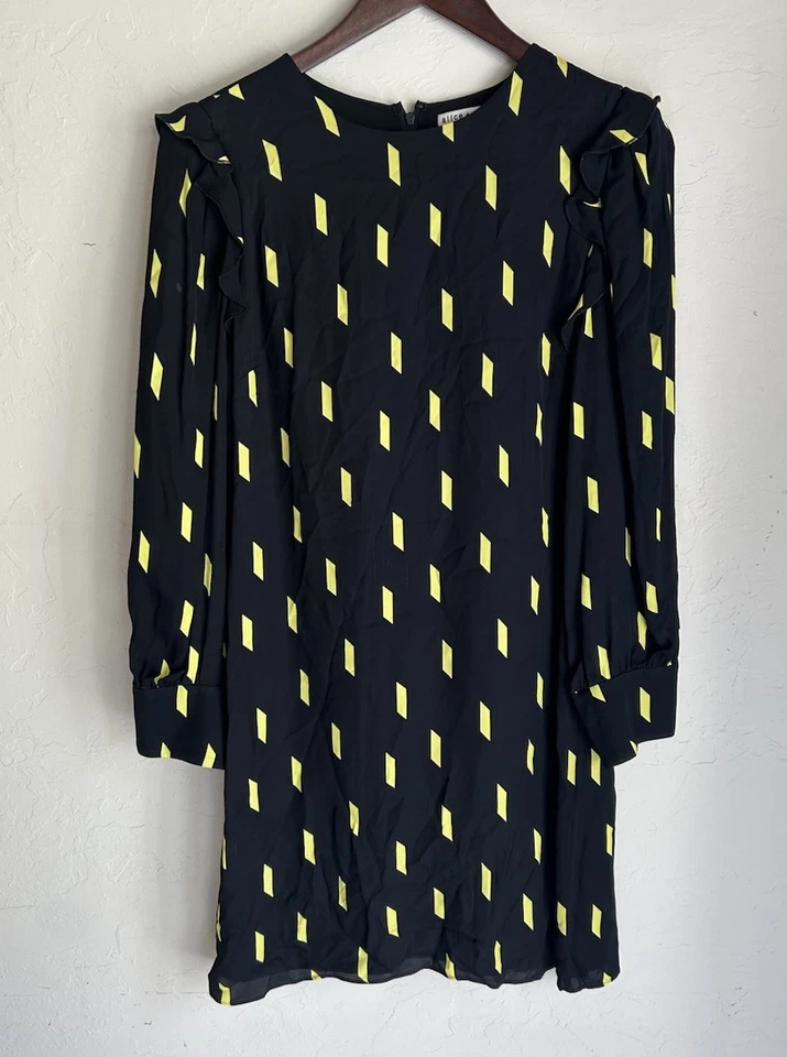 Алиса + Оливия Беатрикс Puff рукав Shift платье 10 оборки вечеринки дизайнер  - Изображение 1 из 4