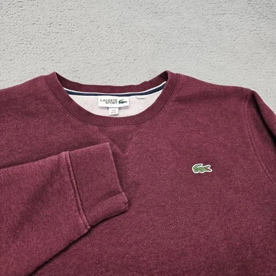 Suéter Lacoste Para Hombre XL Borgoña Rojo Algodón Cuello Redondo Tejido Pullover Bordado Foto 1 de 4