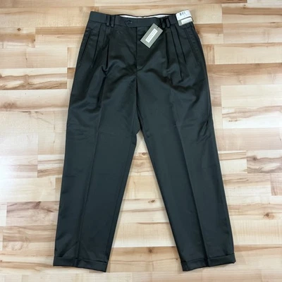 Louis Raphael Pants Men 36x30 Olive Green Wool Dress Pants Khaki Pleated NWT NOS - Image 1 of 4