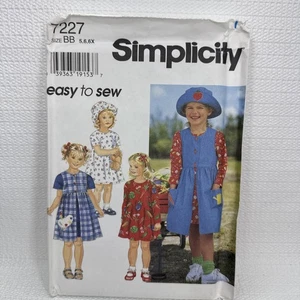 Simplicity 7227 Girls Dress Hat Pinafore Pattern 5-6X Uncut - Picture 1 of 4