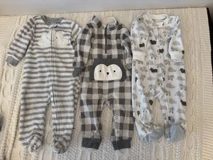Paquete de tres durmientes de lana para bebé niño de 9 meses gris invierno blanco - Imagen 1 de 5
