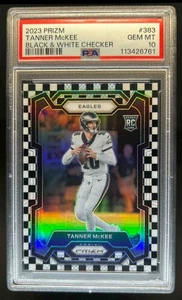 2023 Prizm Tanner McKee RC Black and White Checker #383 Eagles PSA 10 - Picture 1 of 2