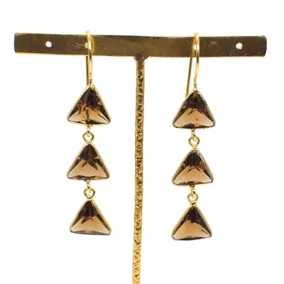 Brinco lindo design urso quartzo pedra preciosa folheado a ouro 1,5" S464 - Imagem 1 de 4