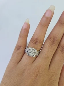 Real 14k Diamond Ladies Ring Yellow Gold Bridal Women Engagement Wedding - Picture 1 of 8