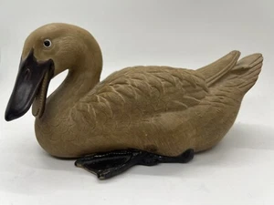 Vintage Chinese Shiwan Duck c 1980-1990 4"H x 8"L Excellent - Sitting Duck - Picture 1 of 10