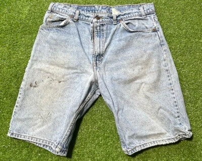 VINTAGE Levis 550 Shorts 34 Mens Denim Orange Tab Classic Fit Distressed - Image 1 of 4