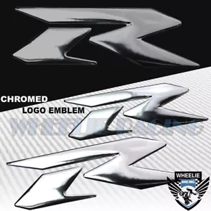 PAR DE CALCOMANÍAS 5" VINILO 3D CROMO PLATA EMBLEMA GSXR/R1/R6/CBR/ZXR PEGATINAS DE CARENADO - Imagen 1 de 1
