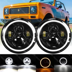 For International Harvester Scout II 1973-1980 Pair 7" Inch Round LED Headlights - Picture 1 of 15