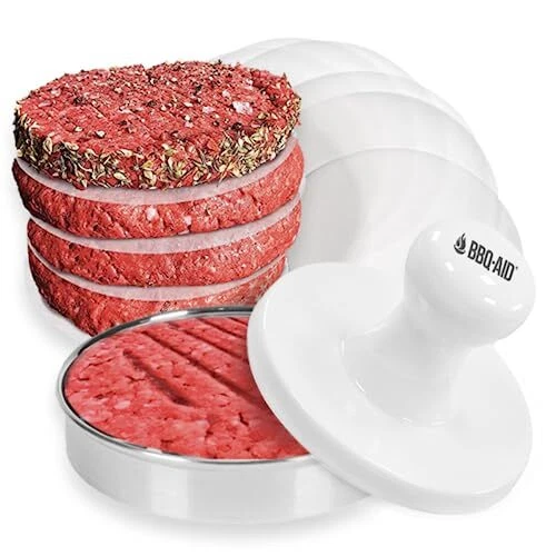 BBQ-Aid Burger Press Evenly Cooked Tasty Burgers Made With Porcelain and Steel
