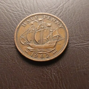 1962 Half Penny (Hb2) Elizabeth II Great Britain UK Copper Coin Half Cent - Picture 1 of 2