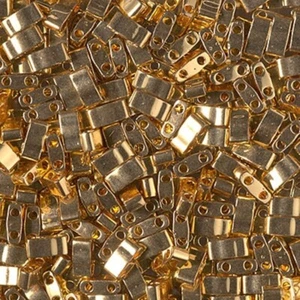 HTL-191, Chapado en Oro 24kt, 1 gramo, Miyuki Half Tila, 2 agujeros, 5x2,3x1,9 mm, (ht115) - Imagen 1 de 1