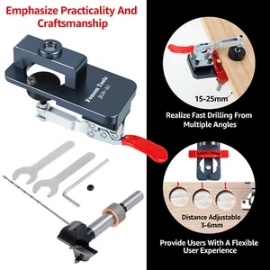 35mm Hinge Jig Concealed Hinge Jig Drilling Hole Set Cabinet Hinge jeUGO- - Picture 1 of 11