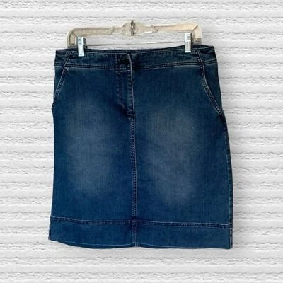 Talbots Blue Denim Mini Jean Skirt with Button and Zip Closure Size 8 - Image 1 of 4