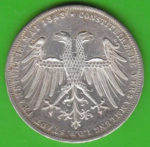 Coin Gulden Frankfurt Double Gulden 1848 Archduke Johann Leipzig - Picture 1 of 3