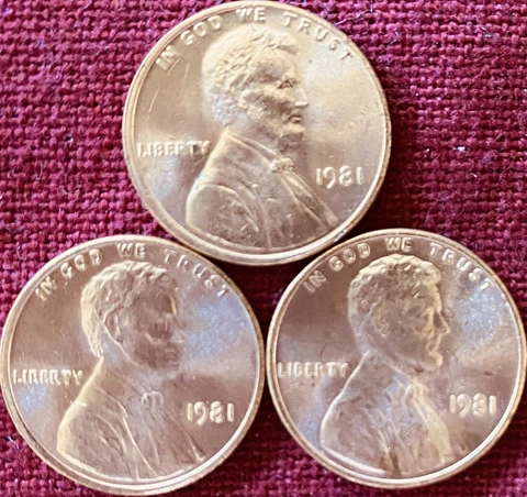 1981 P Lincoln Memorial Cent BU Penny US Coin - Lot Of Three Cover