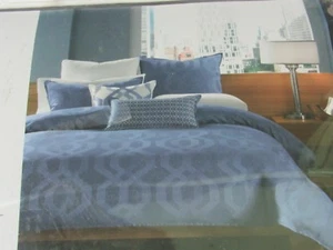 Falda de cama Hotel Collection Hexagon King azul nueva #58546 - Imagen 1 de 8