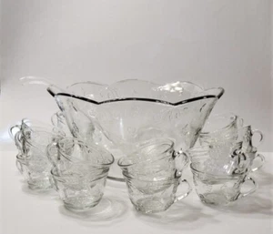 NEW Anchor Hocking Toscany Savannah 18 pc Complete Punch Bowl Set Glass Cups - Picture 1 of 7