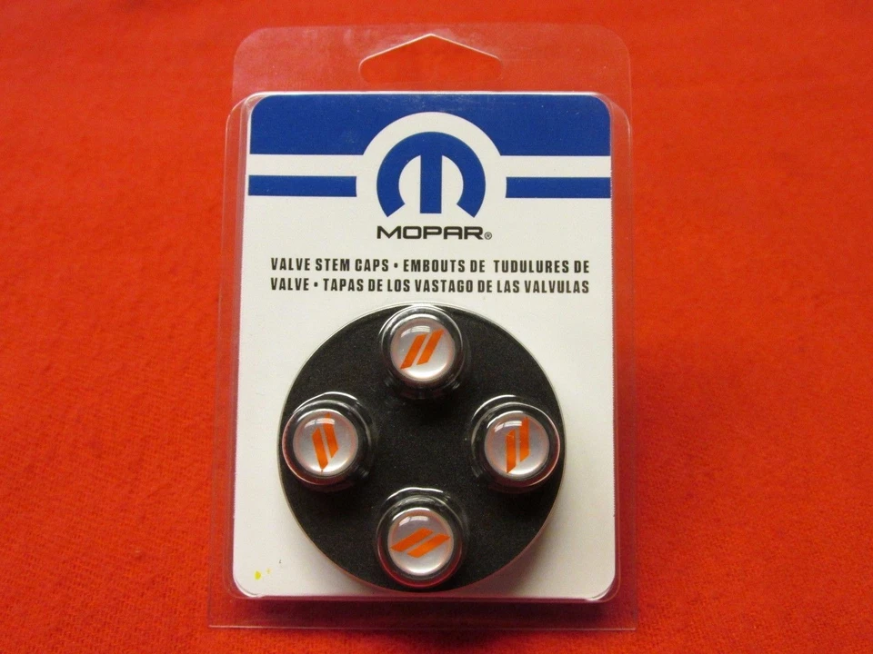 Dodge Ram tire valve stem caps Black And Silver w Dodge Logo NEW OEM MOPAR - Image 1 of 4