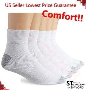 New 12 Pairs Ankle/Quarter Crew Mens Socks Cotton Low Cut 10-13 White LOT USA - Picture 1 of 2