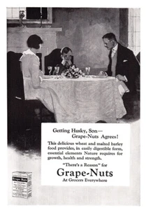1920 Grape Nuts Cereal: Getting Husky Son anuncio impreso vintage - Imagen 1 de 1