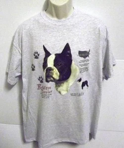 BOSTON TERRIER HISTORY Blue Cotton Blend T Shirt Sizes Small Thru 4XLarge NWOTS - Picture 1 of 8