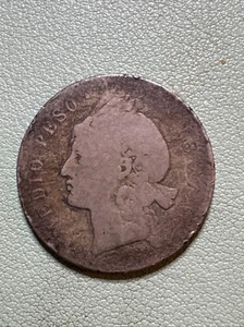Dominican Republic 1897 Medio Peso Good Cond Silver Coin - Picture 1 of 4
