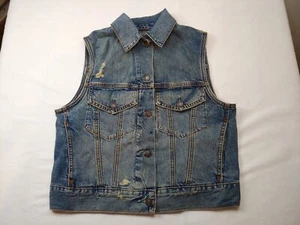 Abercrombie & Fitch Denim Jean Jacket Vest Distressed Womens S NWT - Picture 1 of 6