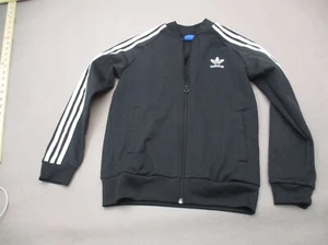 ADIDAS Size M(11-12) Boys BLK Full Zip Pocket Fleece Lined Athletic Jacket 194 - Picture 1 of 7