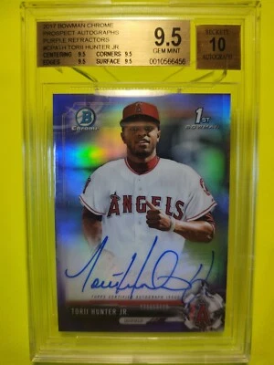 TORII HUNTER JR ⚾ 2017 Bowman Chrome 1st RC AUTO  /250 BGS 9.5 /10 PRISTINE  - Image 1 of 3